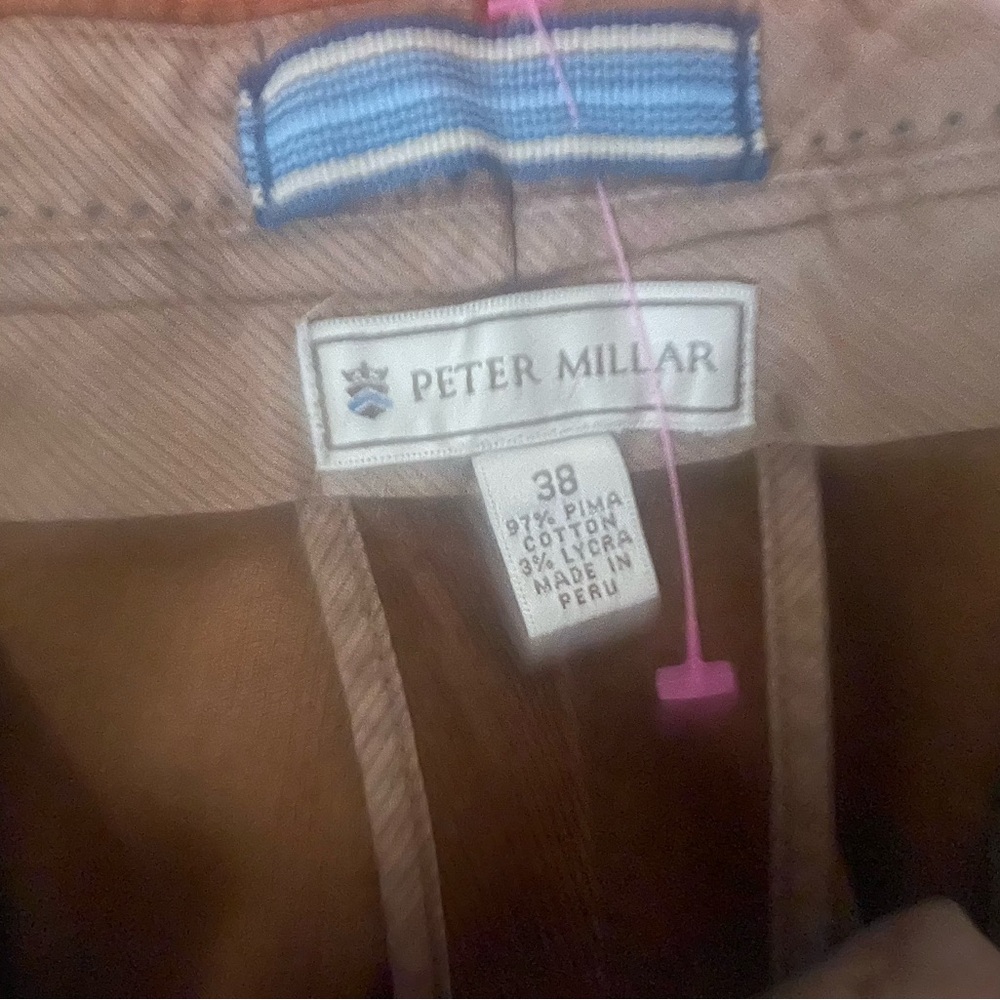 Peter Millar Tan Trousers 38/32  there is a lil mark on the back leg .